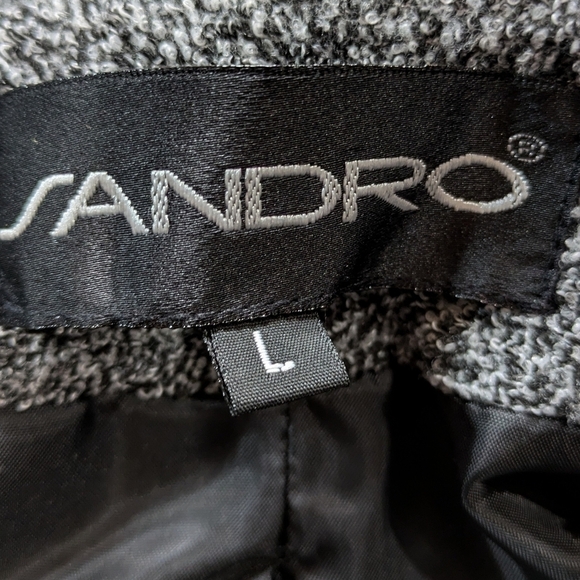 Sandro grey soft fuzzy long sleeve button up jacket L - Picture 8 of 9